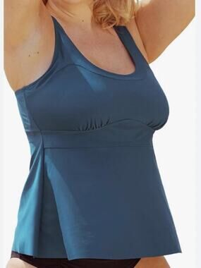 Shapermint Essentials Adjustable Strap Wire Free Tankini Ocean Blue Size 2XL